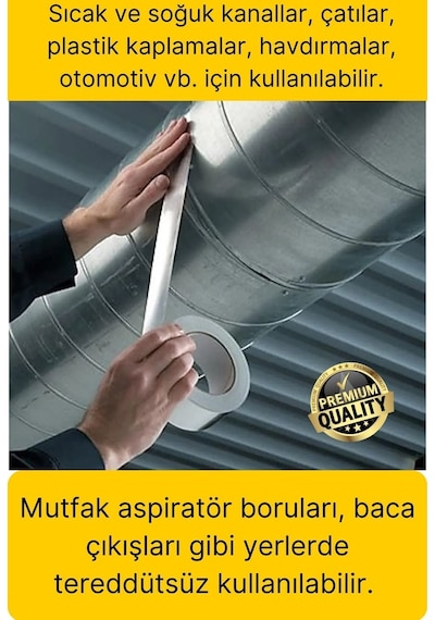 2'li Premium Yırtılmaz Yanmaz Ankastre Aspiratör Davlumbaz Havalandırma Borusu Alüminyum Folyo Bant