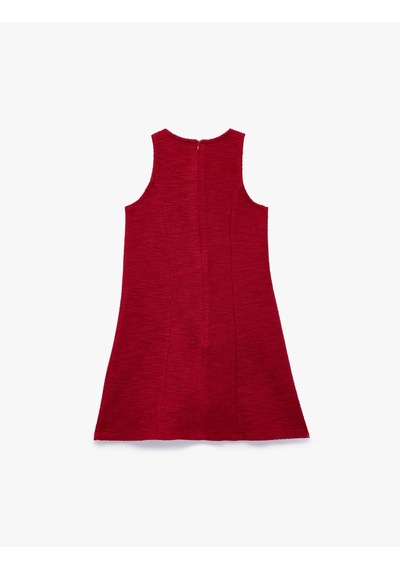 Koton Pamuklu Bisiklet Yaka Kolsuz Mini Tüvit Elbise Bordo 7wkg80039ak