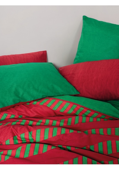 Cozy Home Festive Çift Kişilik Lastikli Çarşaflı Nevresim Takımı Holly Yeşil Yeşil