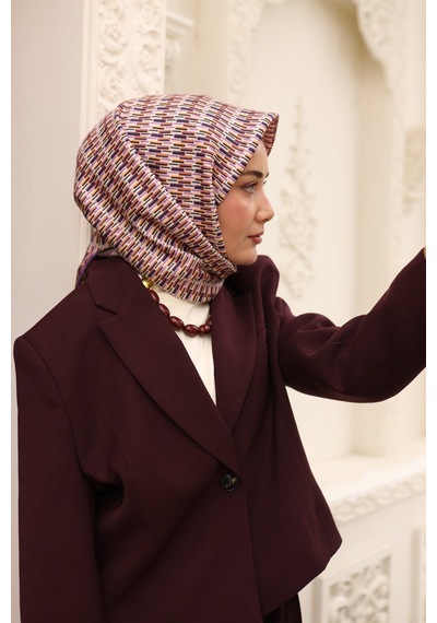 Silk Home Twill İpek Eşarp 11454-67 Mor, Erguvan, Turuncu, Krem