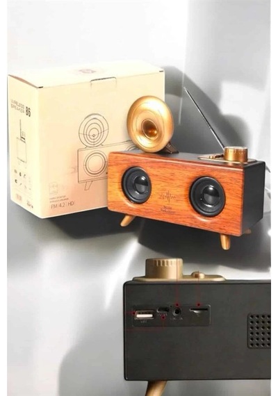 Znv Zenvia Mey İthalat Bluetooth Hoparlör Ahşap Klasik Retro Gramofon Bluetooth Müzik Kutusu Znv2025 Cmn