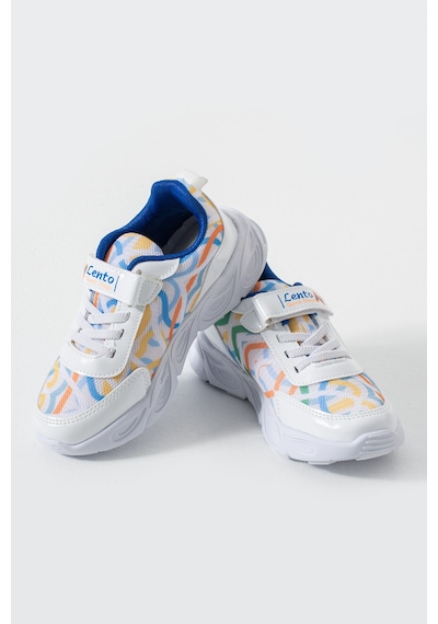 Adımist Çocuk Unisex Rahat Ortopedik Taban Işıklı Snakers Spor Ayakkabı Lento Işıklı Beyaz - Lacivert