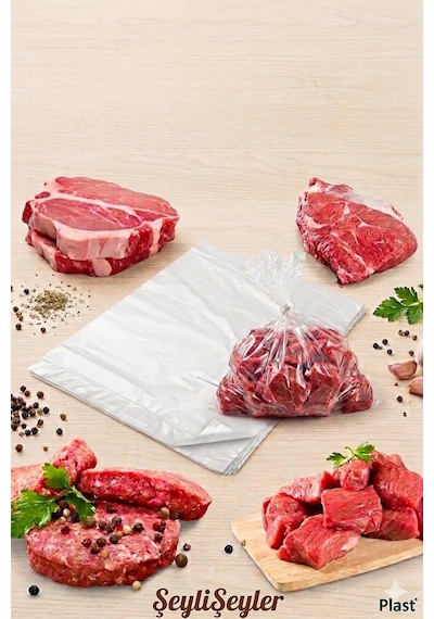 Şeylişeyler - Plast 35x50 Cm Şeffaf Kasap Poşeti 1 Kg - Deliksiz Sızdırmaz Hışır Tabaka Poşet