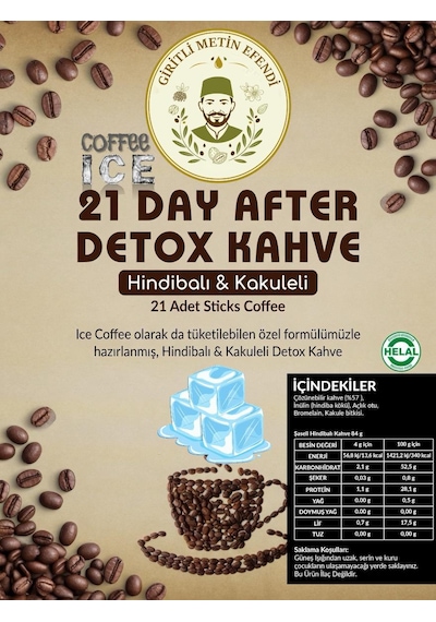 Giritli Metin Efendi Inülin Hindiba Bromelain Kakule Ve Açlık Otu Içeren Coffee 21 Day Detox Ice Kahve Çözünebilir