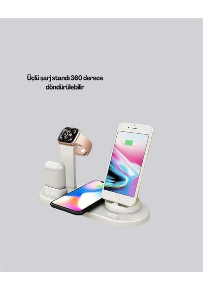 İphone Apple Watch Ve Airpods İle Uyumlu 4'ü 1 Arada Şarj Ünitesi Tüm Apple Cihazları Tek Noktada 06836657