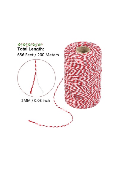 Tenn Well Kırmızı Ve Beyaz Sicim, 656 Feet 200m Pamuk Fırıncılar Fırıncılık İçin Sicim Kurdele, Kasaplar, El Diğer