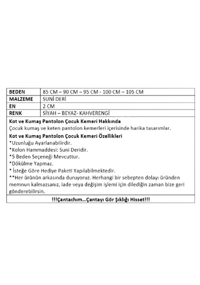 Erkek Çocuk Kemer Kot Ve Kumaş Pantolon Deri Siyah Siyah
