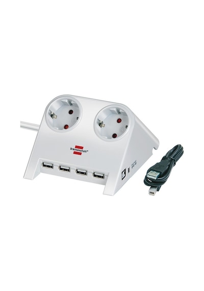Brennenstuhl 4xUSB 2.0 2.100 mAh 2'li Masaüstü Priz Beyaz