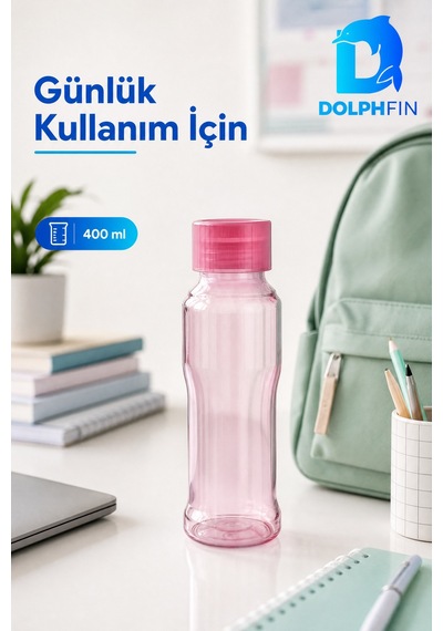 Pembe Su Şişesi 400 Ml Plastik Suluk Günlük Kullanım Cok Renkli