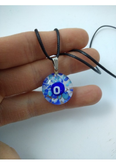 Cam Harf Kolye – Handmade El Yapimi Murano– (O) Harfi Modeli Beyaz