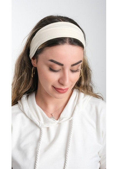 Hürrem Bone Krem Pratik Hazır Geçmeli Tesettür Bone Viskon Kumaş Sade 3007_40 Krem