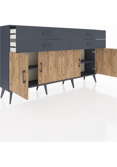 Arges Konsol 2 Raflı 4 Çekmeceli 8 Kapaklı 176x30x99 Antrasit-çam Antrasit-çam/antrasit Arges Konsol 2 Raflı 4 Çekmeceli 8 Kapaklı 176x30x99 Antrasit-çam Antrasit-çam/antrasit