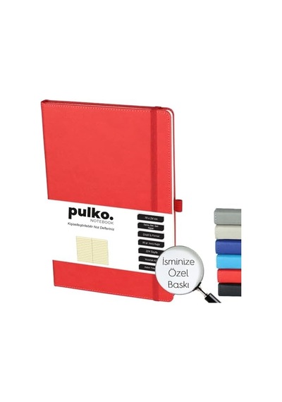 Pulko Notebook Not Defteri, 16x24cm, Termo Deri, 224 Sayfa, Çizgili, 041, Kırmızı