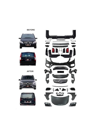Mercedes V Klass Vito 2006-2015 Uyumlu 2023 Amg Sports Yükseltme Body Kit Seti-hazır Stok-kesme Yok