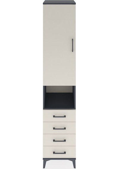 Hyperion Dolap 4 Raflı 4 Çekmeceli Tek Kapaklı 44x44x221 Antrasit-aytaşı Antrasit