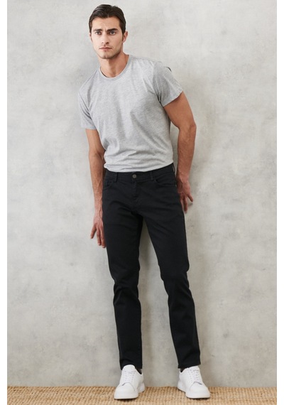 Erkek Sıyah 360 Derece Her Yöne Esneyen Rahat Slim Fit Pantolon Siyah