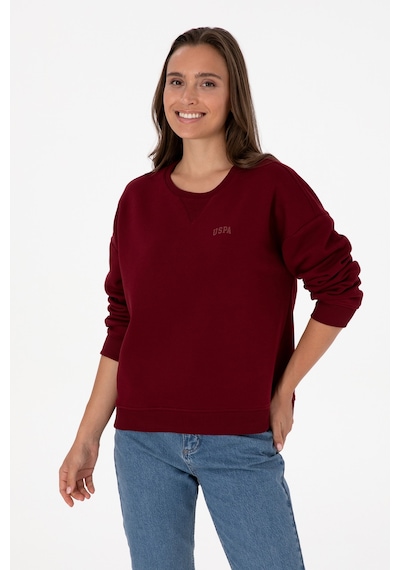 U.S. Polo Assn. Kadın Bordo Şardonlu Bisiklet Yaka Basic Sweatshırt 50313586-VR014