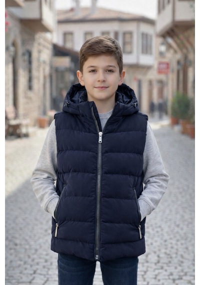 Pina Kids Erkek Çocuk Kapüşonlu Şişme Yelek Lacivert