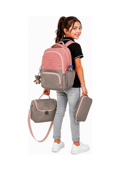 İlk Okul Çantası 3'lü Seti Unisex Çocuk İlkokul Çantası Bvt-8010 Pudra-vizon Pudra-taba