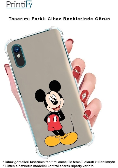 Samsung Galaxy M15 İle Uyumlu Mickey Mouse 2 Baskılı Şeffaf Köşe Korumalı Antişok Kılıf