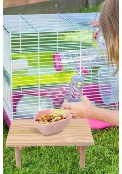 Ayrex Hamster Ahşap Oyun Platformu - Kafes Aksesuarı Ve Yem Standı
