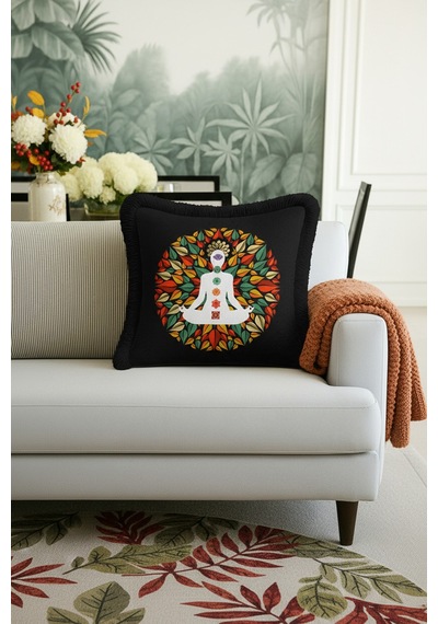 Çakra Mandala Saçaklı Yastık Kılıfı - Yoga Meditasyon Bohem Siyah Püsküllü Kırlent Kılıfı Soft Ayışığı Bordo Çakra Mandala Saçaklı Yastık Kılıfı - Yoga Meditasyon Bohem Siyah Püsküllü Kırlent Kılıfı Soft Ayışığı Bordo