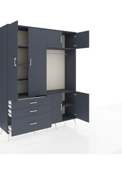 Hyperion Gardrop 7 Raflı 3 Çekmeceli Tek Askılı 176x44x221 Antrasit-antrasit Antrasit Hyperion Gardrop 7 Raflı 3 Çekmeceli Tek Askılı 176x44x221 Antrasit-antrasit Antrasit