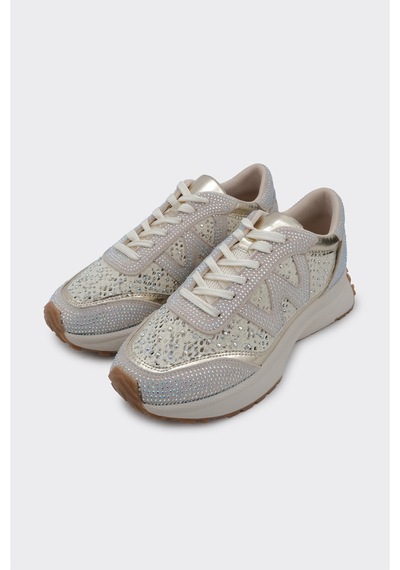 Derinet Comfort Taban Kadın Sneaker Bej Taşlı Bej Taşlı