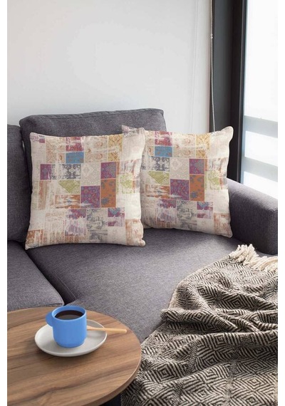 Çok Renkli Patchwork Çift Taraflı Kırlent Kılıfı Krl170n11