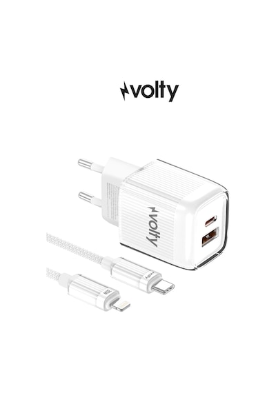 Hızlı Şarj Adaptörü 35w Gan + Type-c Kablo 60w Pd Usb-c & Usb-a, Laptop & Telefon Beyaz-v0102020
