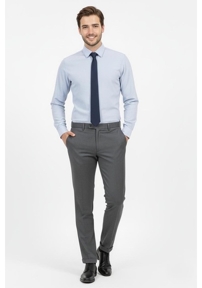 Presto Erkek Slimfit Armürlü Pantolon Füme 3194-090 Füme