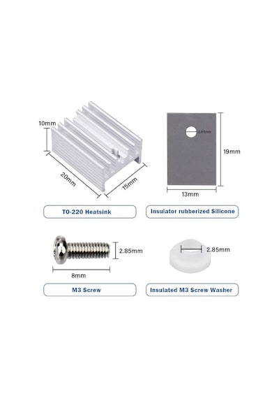 To220 Aluminyum Soğutucu Set Radyatör Entegre Transistör Mosfet Bjt Lm78xx Lm317 Irfxxx