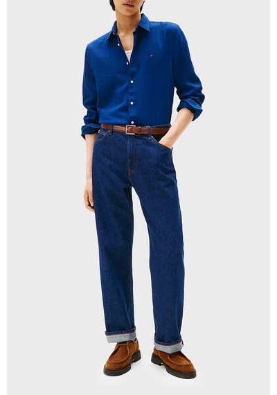 Tommy Hilfiger Sateen Indıgo Sf Shırt Erkek Mavi Gömlek - Mw0mw40498