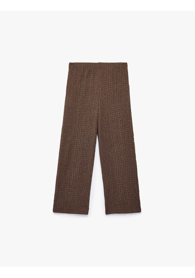 Koton Bürümcük Kumaş Geniş Paça Pantolon Kahverengi 7wkg40078ak Kahve