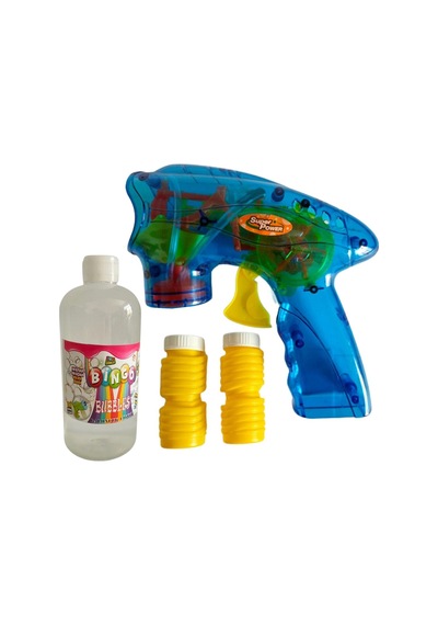 Işıklı Köpük Tabancası +2 Adet Baloncuk Likit Baloncuk Çıkaran Tabanca + 500 Ml Likit