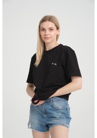 Süperlife Kadın Bisiklet Yaka Regular Fit Baskılı Tişort Spr21yk23 Black Süperlife Kadın Bisiklet Yaka Regular Fit Baskılı Tişort Spr21yk23 Black