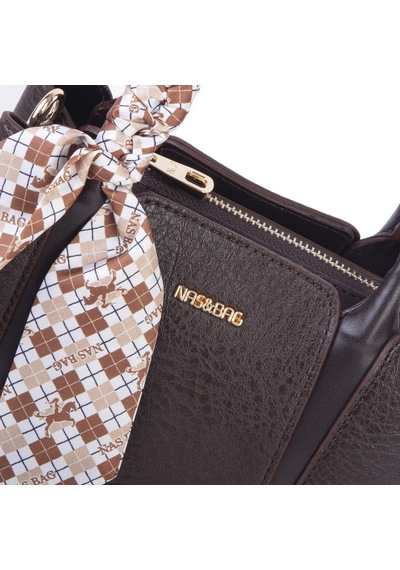 Nas Bag Şık Fularlı Mini El Ve Omuz Çantası Kahve Victoria
