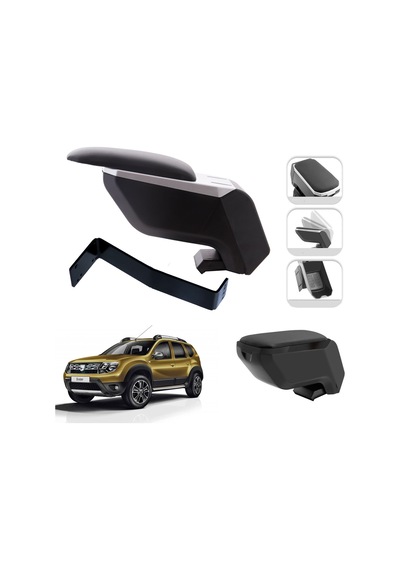 Mis Paket Dacia Duster 2008-2018 Delmesiz Çelik Ayaklı Kolçak + Askılı Koku + Micro Fiber Bez + Torpido Süngeri
