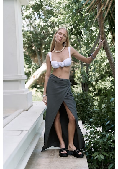 Mai Collection Mai Studios Co. Fabriyonto Asimetrik Antrasit Uzun Etek Antrasit