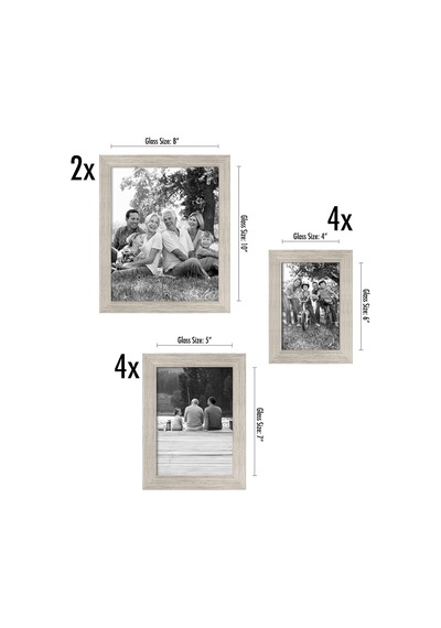 10'lu Kırılmaz Camlı Fotoğraf Çerçevesi Seti, İki 20,32x25,4 Cm, Dört 12,7x17,8 Cm Ve Dört 10,16x15,24 Cm Çer