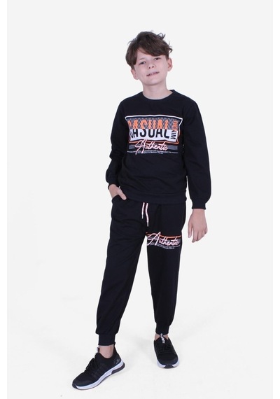 Cyberrabit Baskılı Erkek Çocuk Kanguru Cepli Kapüşonlu Lacivert Sweatshirt Lacivert