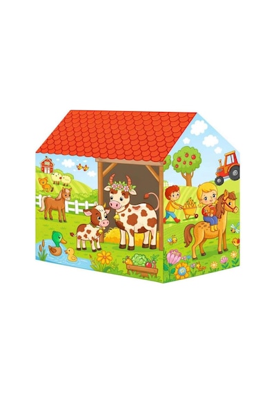 Sevimli Hayvan Çiftliği Temalı 100x70cm Çadırı Kolay Kurulum Dayanıklı Çocuk Oyun Çadırı Çok Renkli