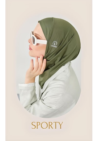 Melodi Scarf Kadın Tesettür Hijab Deniz Havuz Spor Uyumlu Bone Haki Haki