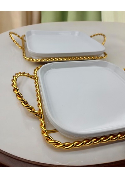 Fjord Dekoratif Söz Nişan Tepsisi Gold Gold