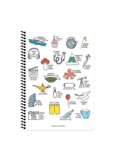 Keskin Hisli Şeyler A4 Çizgili Spiralli Stickerli Defter Hallederiz 80yp