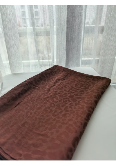 Laurel Scarf Leopar Desen Pamuk Ayrobin Jakar Şal Kiremit