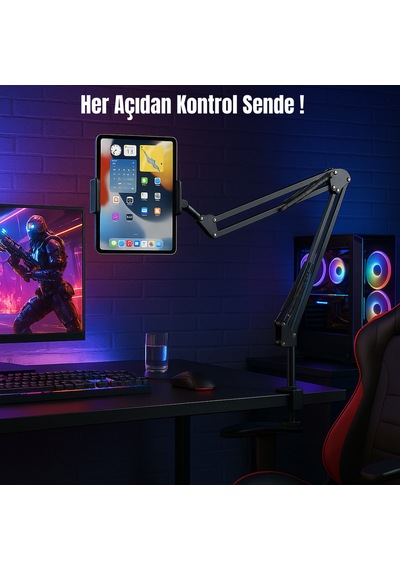 360 Dönebilen Süspansiyonlu Tablet Tutucu Masaüstü Ayarlanabilir Stand