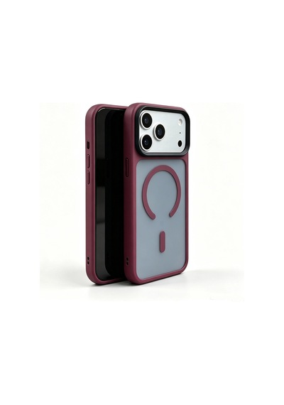 Apple iPhone Uyumlu  Uyumlu 18 Pro Max Kılıf Mat Arka Yüzey Wireless Şarj Özellikli Zore Flet M-safe Kapak Mürdüm