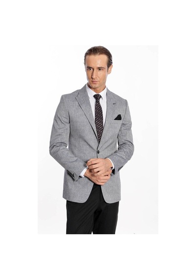 Wessi Sivri Yaka Slim Fit Füme Erkek Ceket Füme