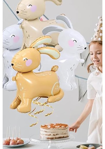 Gri 3d Büyük Boy Tavşan Folyo Balon Gri